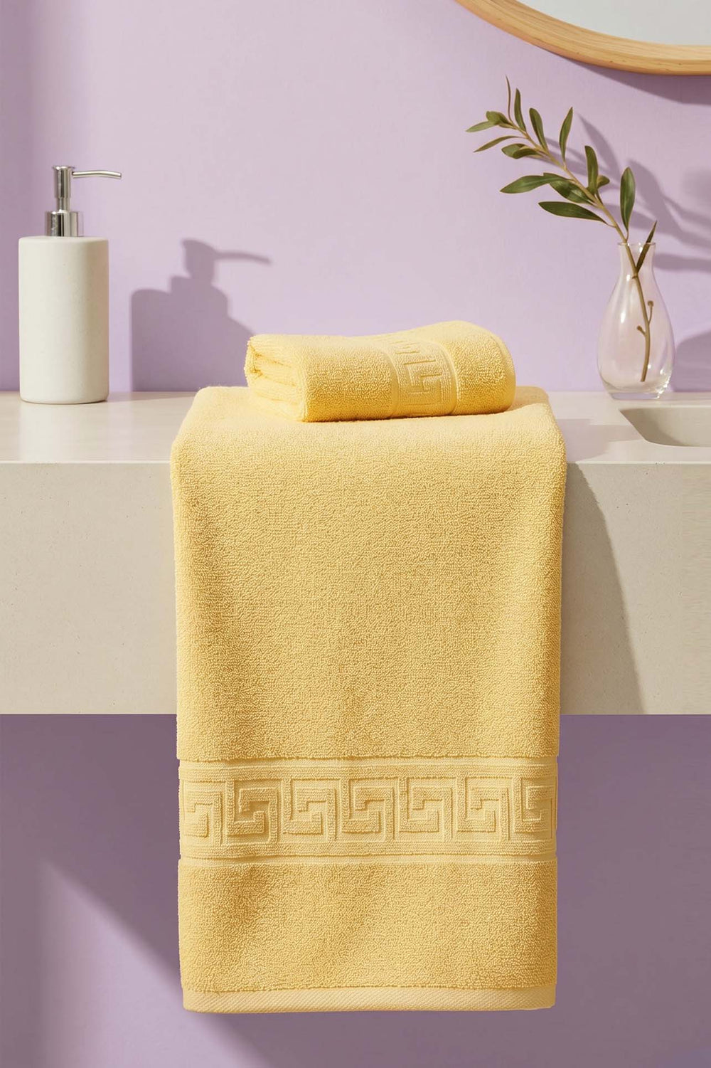 Yellow Greek 2-Piece 100% Cotton Towel Set