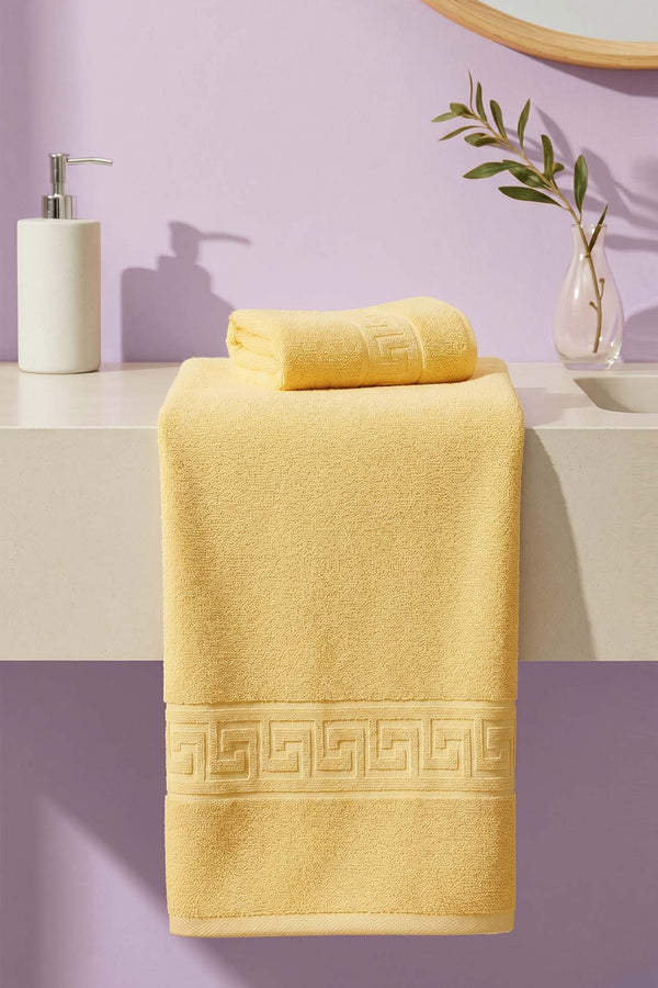 Yellow Greek 2-Piece 100% Cotton Towel Set