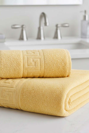 Yellow Greek 2-Piece 100% Cotton Towel Set