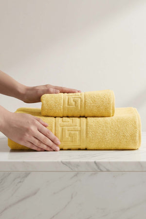 Yellow Greek 2-Piece 100% Cotton Towel Set