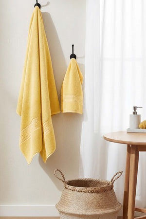 Yellow Greek 2-Piece 100% Cotton Towel Set
