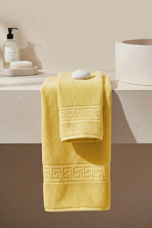 Yellow Greek 2-Piece 100% Cotton Towel Set