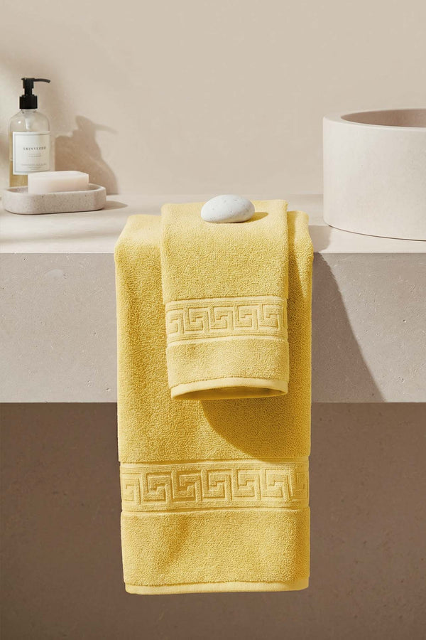 Yellow Greek 2-Piece 100% Cotton Towel Set