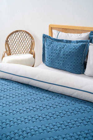 Helen Petrol Blue Double Duvet Cover Bedspread - 7 Piece Bridal Set