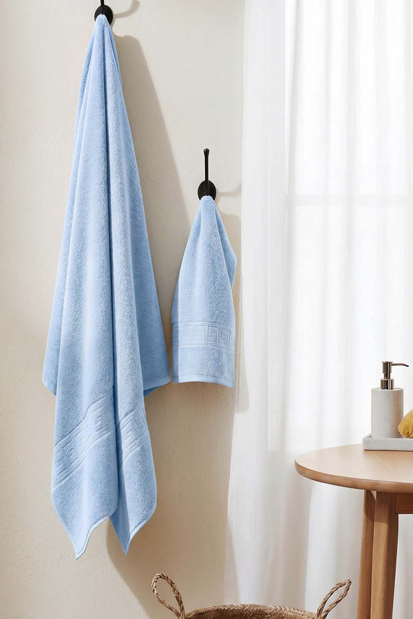Blue Greek 2-Piece 100% Cotton Towel Set
