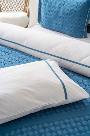 Helen Petrol Blue Double Duvet Cover Bedspread - 7 Piece Bridal Set