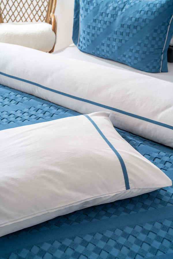 Helen Petrol Blue Double Duvet Cover Bedspread - 7 Piece Bridal Set