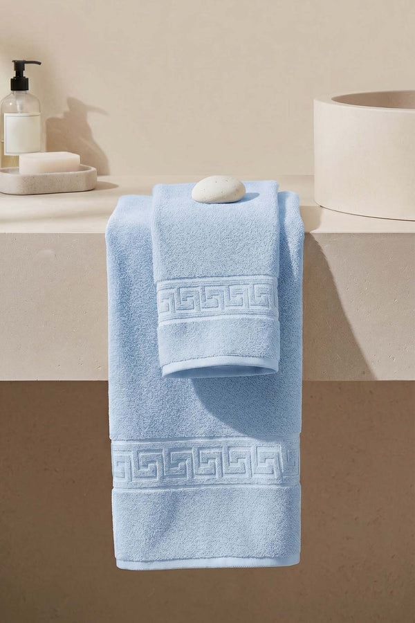Blue Greek 2-Piece 100% Cotton Towel Set