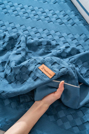 Helen Petrol Blue Double Duvet Cover Bedspread - 7 Piece Bridal Set