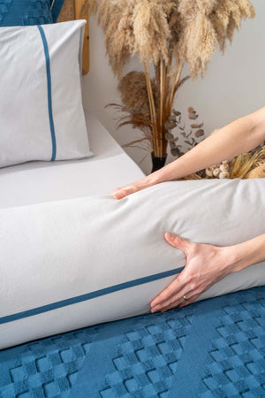 Helen Petrol Blue Double Duvet Cover Bedspread - 7 Piece Bridal Set