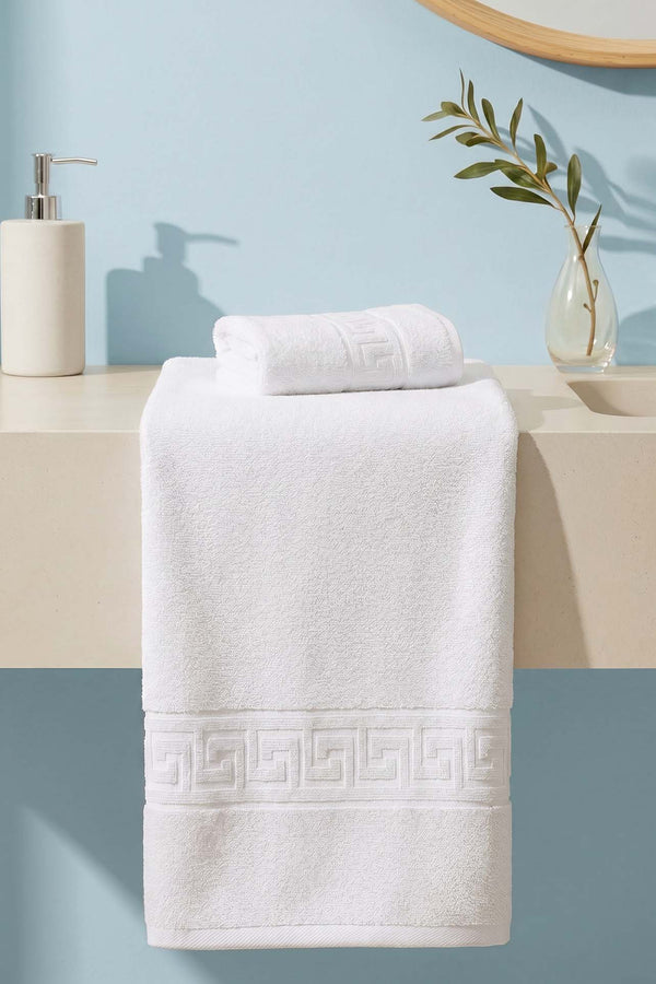 White Greek 2-Piece 100% Cotton Towel Set