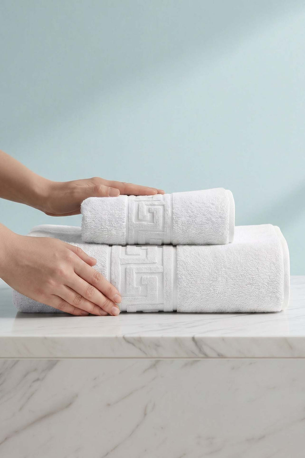 White Greek 2-Piece 100% Cotton Towel Set