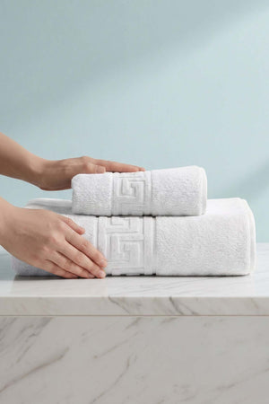 White Greek 2-Piece 100% Cotton Towel Set