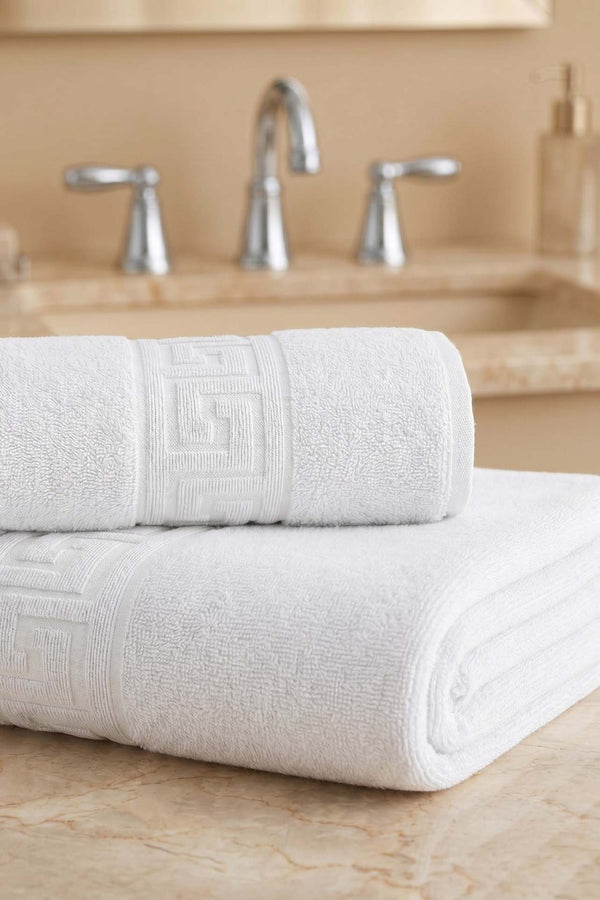 White Greek 2-Piece 100% Cotton Towel Set