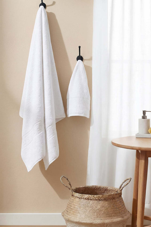 White Greek 2-Piece 100% Cotton Towel Set