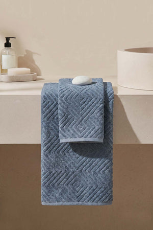 Anthracite Geometric Patterned 2-Piece 100% Cotton Towel Set