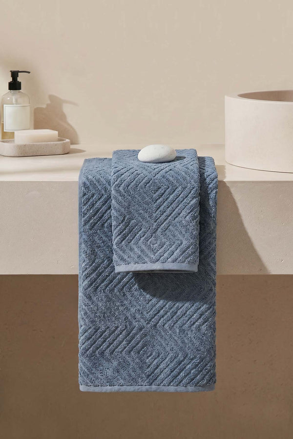 Anthracite Geometric Patterned 2-Piece 100% Cotton Towel Set