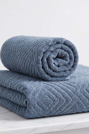 Anthracite Geometric Patterned 2-Piece 100% Cotton Towel Set