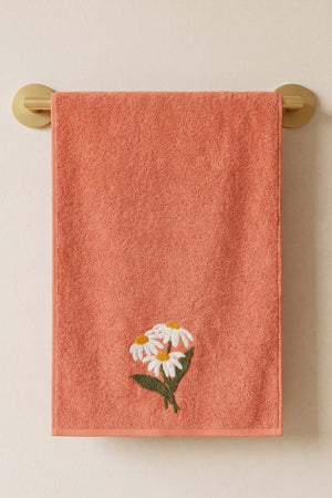 Daisy Embroidered 100% Cotton 5-Piece Towel Set 50x90 cm