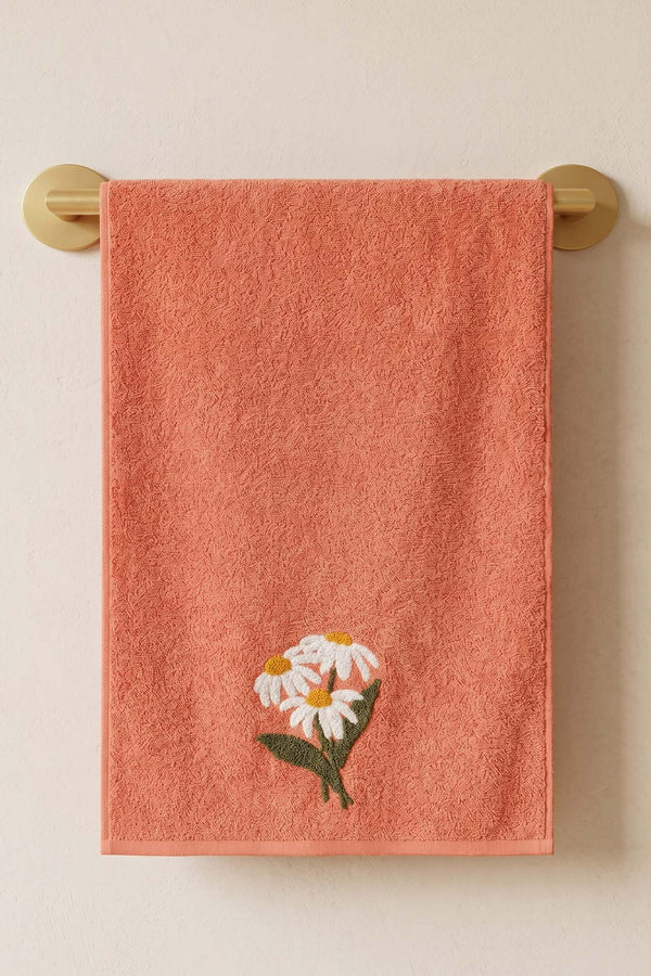 Daisy Embroidered 100% Cotton 5-Piece Towel Set 50x90 cm
