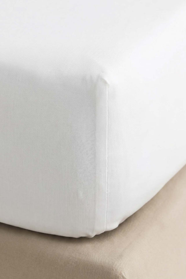 White 100% Cotton Double Fitted Sheet 160x200 cm