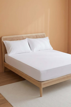 White 100% Cotton Double Fitted Sheet 160x200 cm