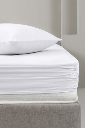 White 100% Cotton Double Fitted Sheet 160x200 cm