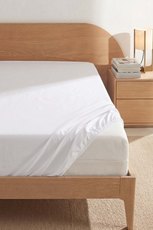 White 100% Cotton Double Fitted Sheet 160x200 cm