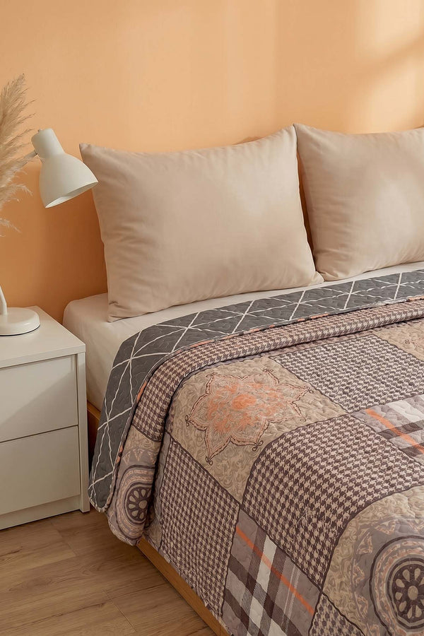 Terra Mosaic Double Quilted Coverlet & Multi-Purpose Bedspread 200x220 cm