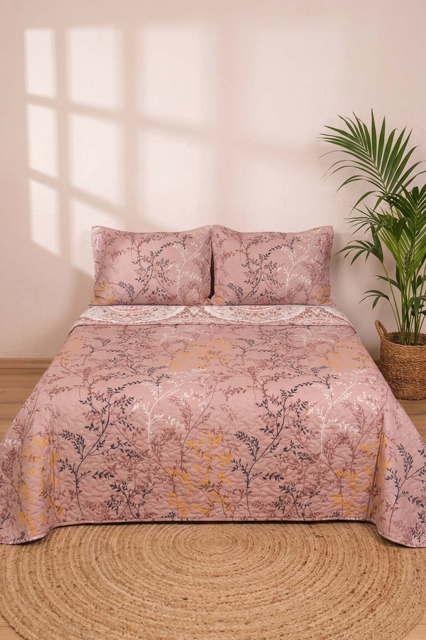 Powder Botanical Double Quilted Bedspread & Multi-Purpose Coverlet
