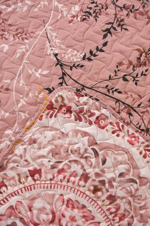 Powder Botanical Double Quilted Bedspread & Multi-Purpose Coverlet