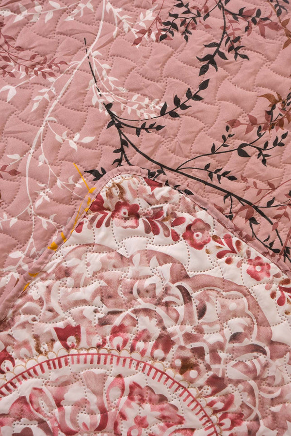 Powder Botanical Double Quilted Bedspread & Multi-Purpose Coverlet