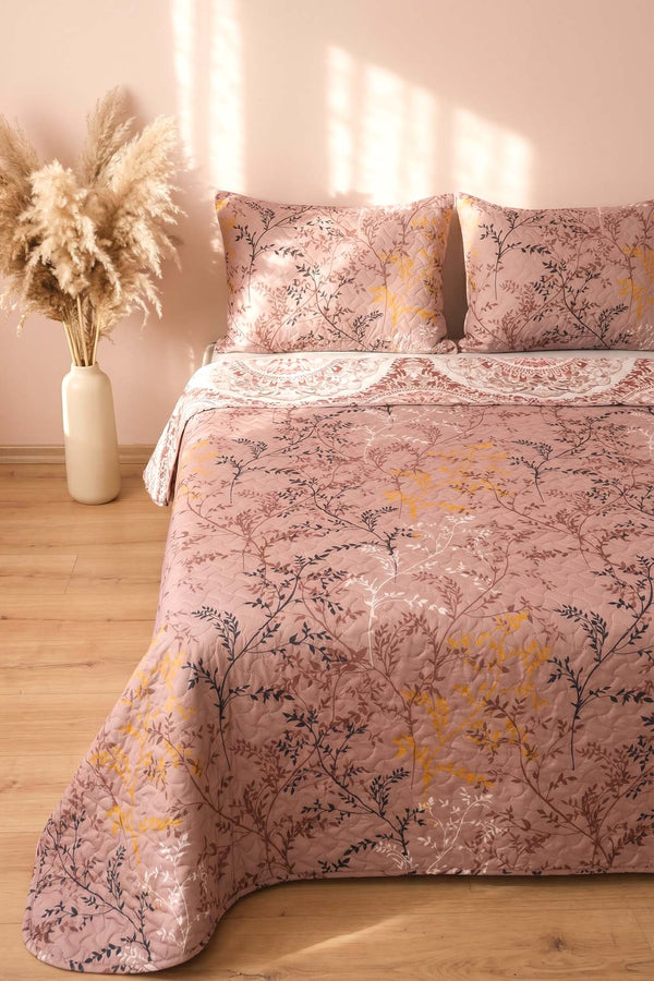 Powder Botanical Double Quilted Bedspread & Multi-Purpose Coverlet