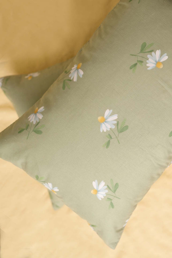 Green Daisy 2-Piece Pillowcase Set 50x70 cm