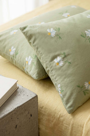 Green Daisy 2-Piece Pillowcase Set 50x70 cm