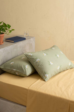 Green Daisy 2-Piece Pillowcase Set 50x70 cm