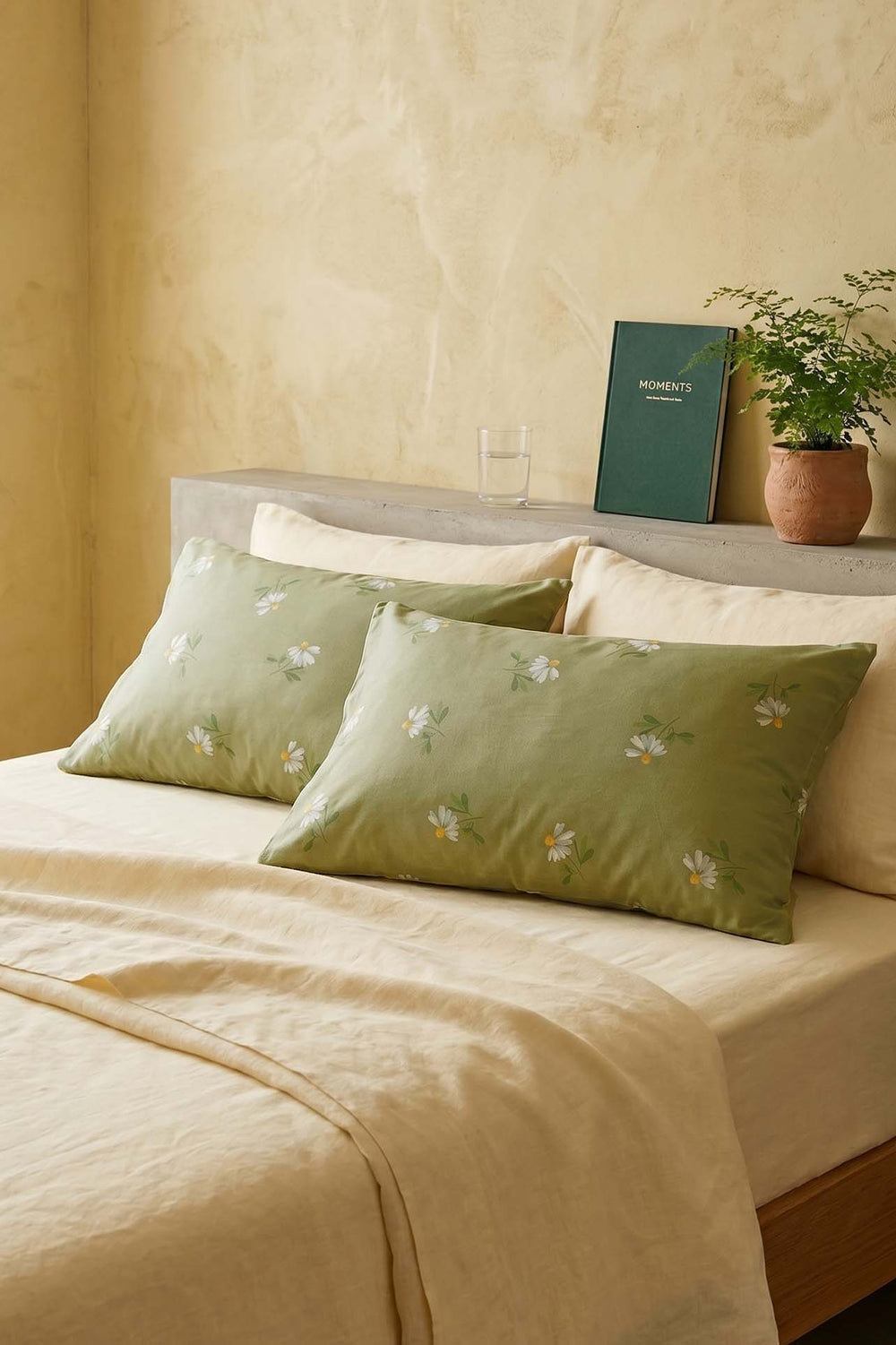 Green Daisy 2-Piece Pillowcase Set 50x70 cm