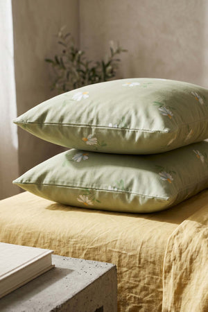 Green Daisy 2-Piece Pillowcase Set 50x70 cm