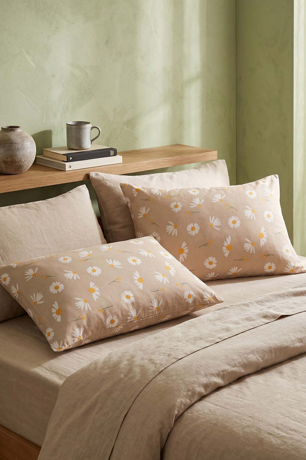 Mink Daisy Cotton 2-Piece Pillowcase Set 50x70 cm