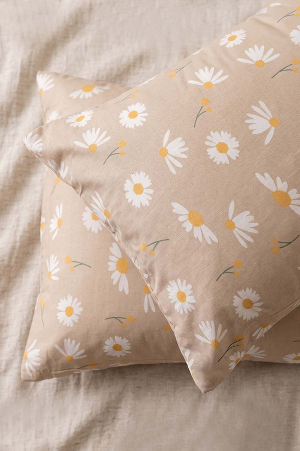 Mink Daisy Cotton 2-Piece Pillowcase Set 50x70 cm