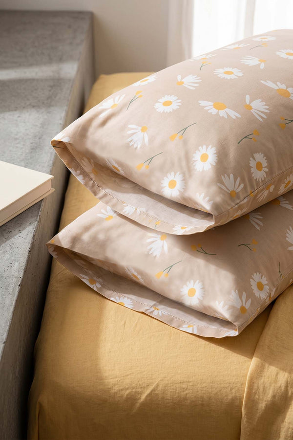 Mink Daisy Cotton 2-Piece Pillowcase Set 50x70 cm