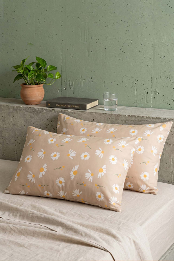 Mink Daisy Cotton 2-Piece Pillowcase Set 50x70 cm