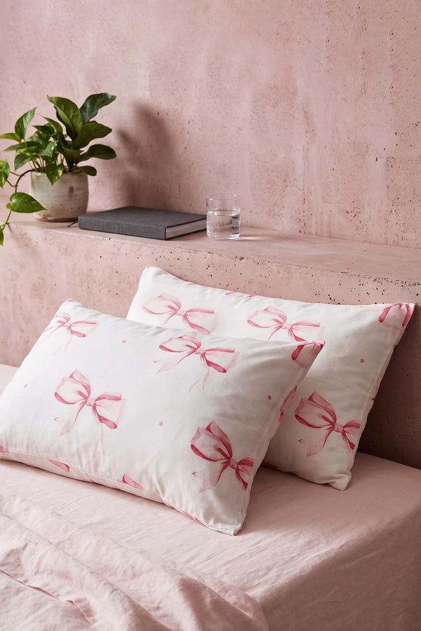 Ribbon Patterned Cotton 2-Piece Pillowcase Set 50x70 cm