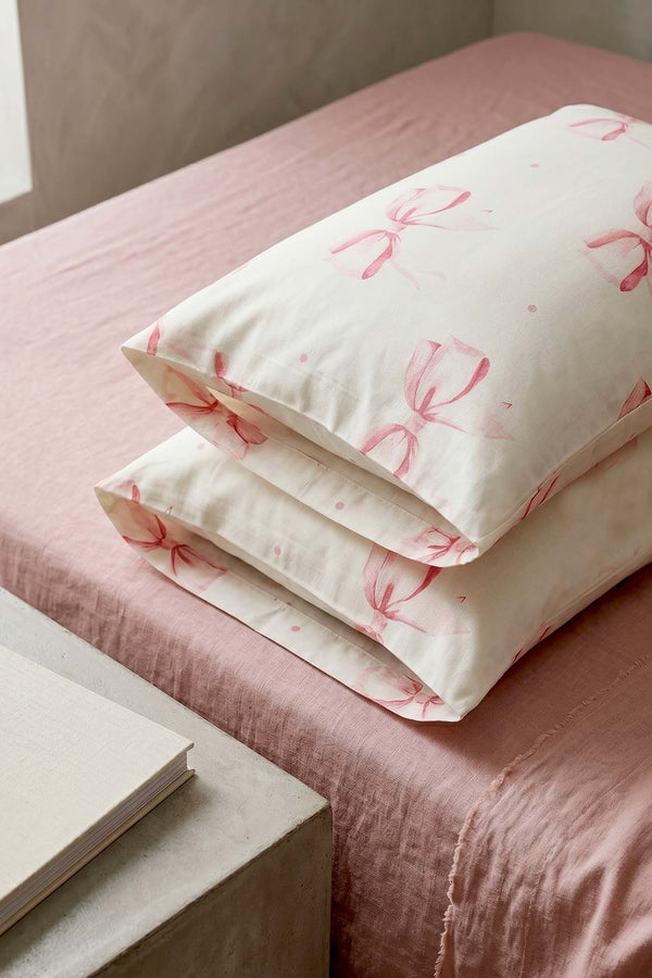 Ribbon Patterned Cotton 2-Piece Pillowcase Set 50x70 cm