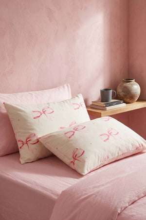 Ribbon Patterned Cotton 2-Piece Pillowcase Set 50x70 cm