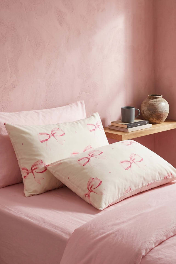 Ribbon Patterned Cotton 2-Piece Pillowcase Set 50x70 cm