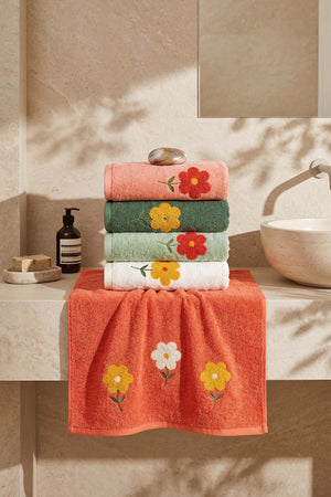 Florita Embroidered 100% Cotton 5-Piece Towel Set 50x90 cm