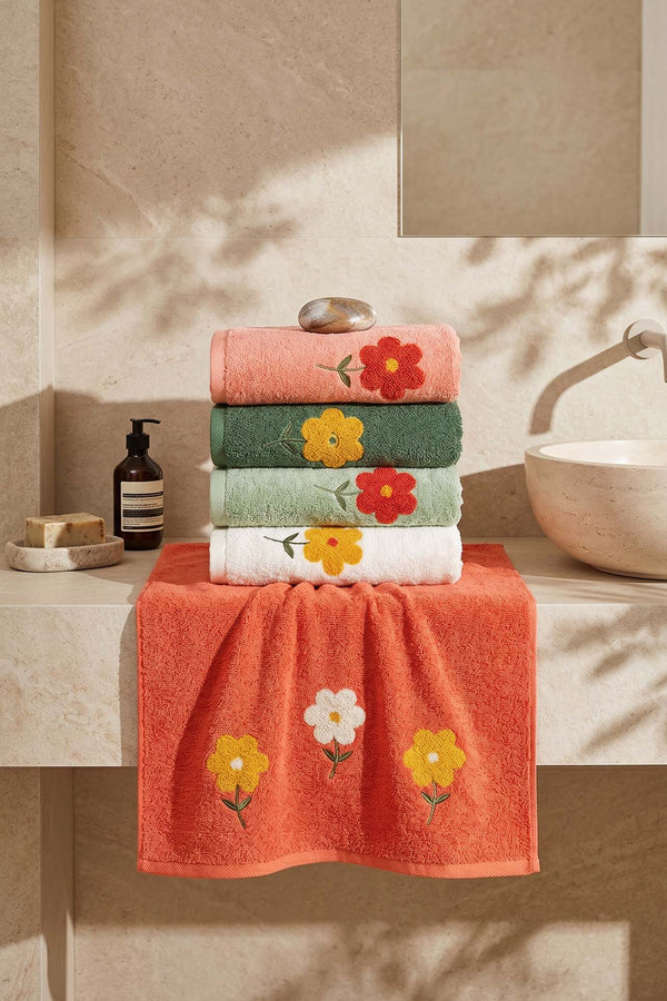 Florita Embroidered 100% Cotton 5-Piece Towel Set 50x90 cm