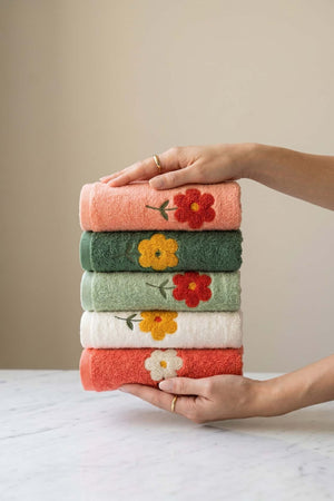 Florita Embroidered 100% Cotton 5-Piece Towel Set 50x90 cm