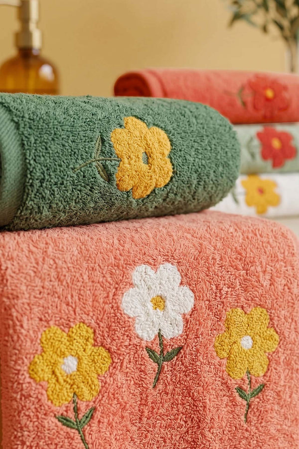 Florita Embroidered 100% Cotton 5-Piece Towel Set 50x90 cm